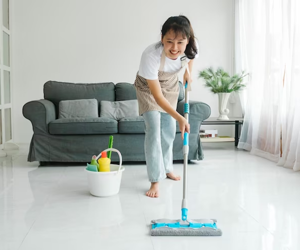 Professional floor deep cleaning and grout restoration service